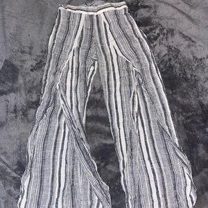 Flowey blue and white striped open leg pants